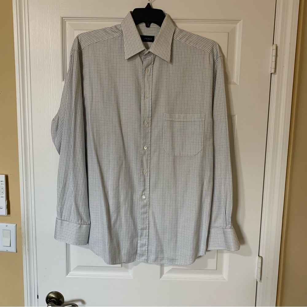 Canali Men's Checkered Button Down Long Sleeve Shirt Size 42 Neck 16.5